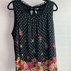 Elle Black Sleeveless Blouse White Polka Dot